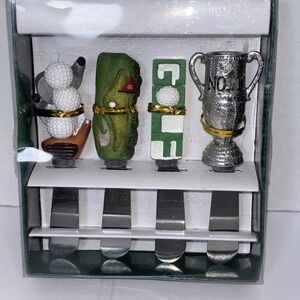 Crossroads Golf Cheese Spreader Set 4pc Stainless Steel Resin Handles Sport Gift
